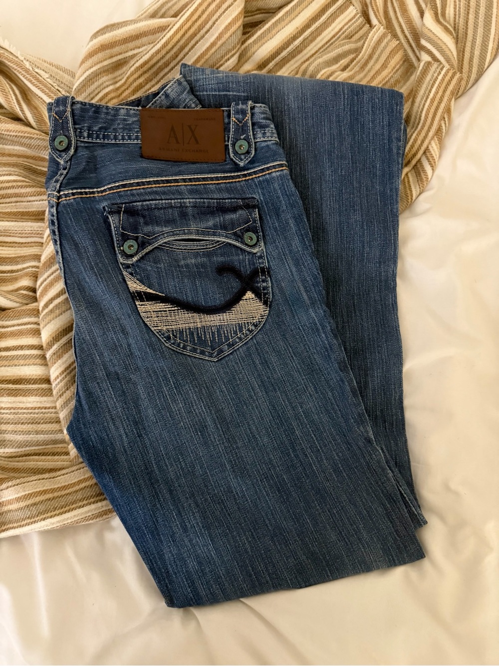 A|X Armani Exchange Women's Mid-Blue Straight Leg Jeans